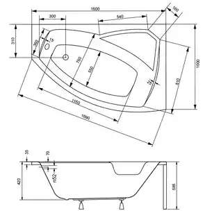 Besco Rima 160x100cm wanna asymetryczna prawa