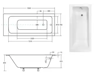 Besco Talia Slim 150x70cm wanna prostokątna