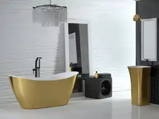 Besco Viya Glam wanna wolnostojąca grafitowa 160x70cm odpływ klik-klak chrom