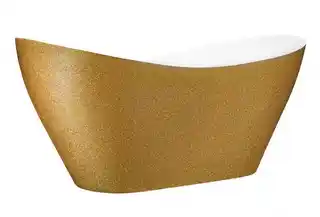 Besco Viya Glam wanna wolnostojąca 160x70 cm złota, odpływ klik-klak, chrom