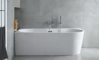 Besco Zoya wanna wolnostojąca przyścienna 150x75 cm lewa biała z obudową, syfon klik-klak chrom