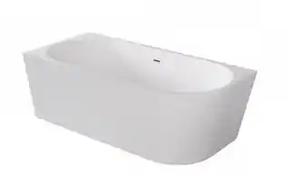 Besco Zoya wanna wolnostojąca przyścienna 150x75 cm lewa biała z obudową, syfon klik-klak chrom