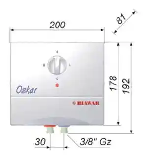 Biawar Ogrzewacz ciśnieniowy, jednofazowy pod umywalkowy 200x178x81 mm OP-5 C