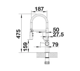 Blanco Bateria Catris-S Flexo 527731 Steel/satyna