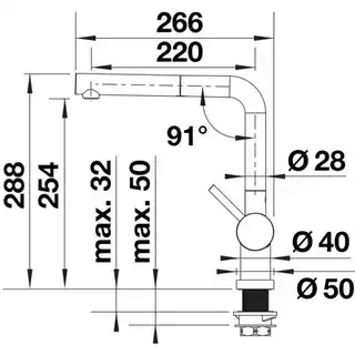 Blanco Bateria stojąca Linus-S-F Czarny mat 527523