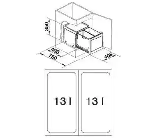 Blanco BOTTON PRO 45/2 517468 Automatic 2x13l Sortownik odpadów