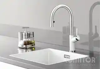 Blanco Carena-S Vario Silgranit-Look Bateria kuchenna wysoka z wyciąganą wylewką biała/chrom 521368