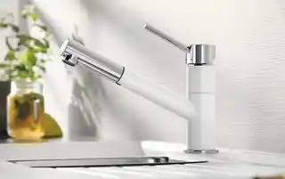 Blanco Kano-S Silgranit-Look Bateria kuchenna z wyciąganą wylewką wulkaniczny szary/chrom 526952