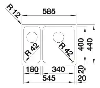 Blanco Solis 340/180-U 526128 Stalowy Srebrny Zlewozmywak prostokątny