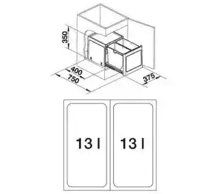 Blanco Sortownik odpadów Botton Pro 45/2 517467 2x13L