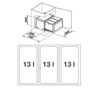 Blanco Sortownik odpadów Botton Pro 60/3 517470 3x13L