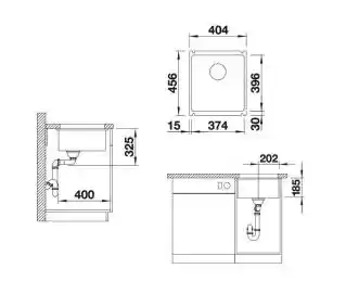 Blanco SUBLINE 375-U 516035 Ceramiczny Biały połysk Zlewozmywak prostokątny