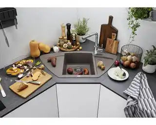 Blanco ZIA 9 E 526031 Granitowy Czarny zlewozmywak narożny