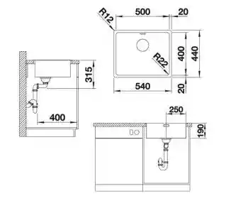 Blanco Zlewozmywak Andano 500-IF 522965 z kor. InFino
