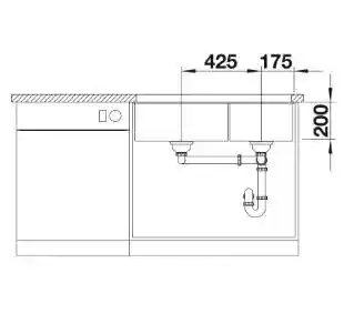 Blanco Zlewozmywak dwukomorowy Subline 480/320-U 525993 Czarny 46 x 85.5