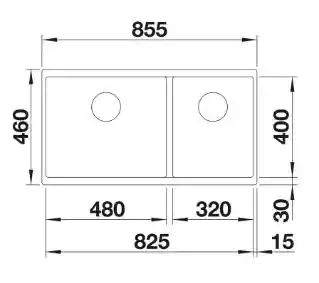 Blanco Zlewozmywak dwukomorowy Subline 480/320-U 527168 Delikatny biały 46 x 85.5