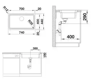 Blanco Zlewozmywak jednokomorowy Etagon 700-IF 524272 Stal polerowana 44 x 74