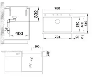 Blanco Zlewozmywak jednokomorowy Etagon 8 525194 Tartufo 51 x 78