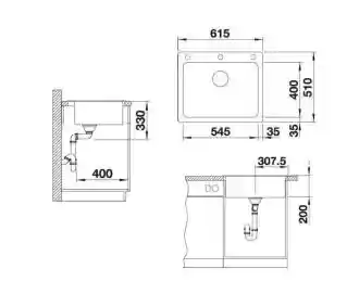 Blanco Zlewozmywak jednokomorowy Naya 6 519639 Szarość skały 51 x 61.5