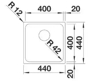 Blanco Zlewozmywak jednokomorowy Solis 400-U 526117 Stal szczotkowana 44x44