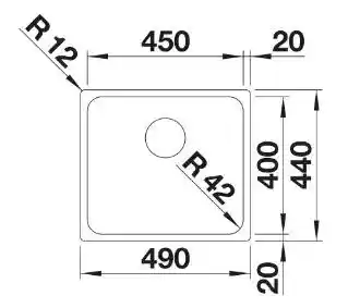 Blanco Zlewozmywak jednokomorowy Solis 450-U 526120 Stal szczotkowana 44 x 49