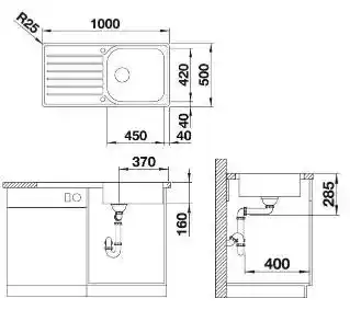 Blanco Zlewozmywak jednokomorowy z ociekaczem Lantos XL 6 S-IF Stalowy 50 x 100