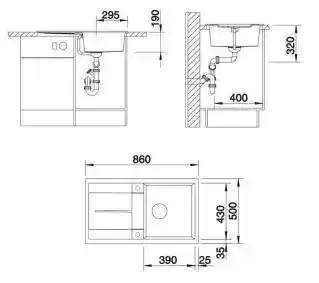 Blanco Zlewozmywak jednokomorowy z ociekaczem Metra 5 S 517349 Tartufo 50 x 86