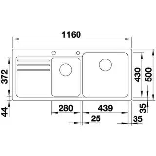 Blanco Zlewozmywak jednokomorowy z ociekaczem Naya 8 S 525785 Tartufo 50 x 116