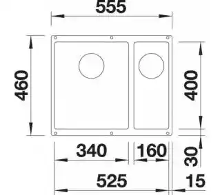Blanco Zlewozmywak półtorakomorowy Subline 340/160-U 523552 Biały 46 x 55.5