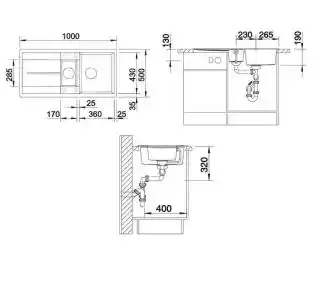 Blanco Zlewozmywak półtorakomorowy z ociekaczem Metra 6 S 517355 Tartufo 50 x 100