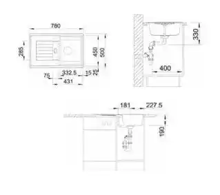 Blanco Zlewozmywak ZIA 45 S 514732 Antracyt