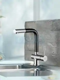 Blue Water Corsa-inox Bateria kuchenna z wyciąganą wylewką, stal szczotkowana/czarny mat
