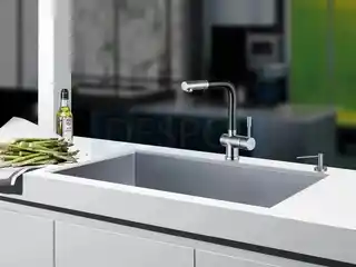 Blue Water Corsa-inox Bateria kuchenna z wyciąganą wylewką, stal szczotkowana/czarny mat