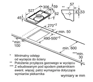 Bosch PRA3A6I10 30,6cm Płyta gazowa