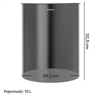 Brabantia Kosz na śmieci 181443, otwarty, przenośny, odporny na rdzę, malowany 15L Czarny