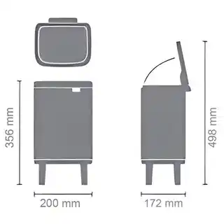 Brabantia Kosz na śmieci uchylny 227028 Bo Bin Hi uchwyt do przenoszenia, zatrzaskiwane nogi, wyjmowane wiadro 4L Czarny