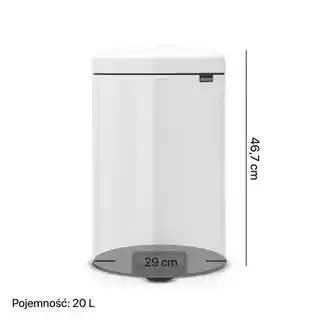 Brabantia Kosz na śmieci z pedałem 114243 NewIcon 20L biały ciche zamykanie przenośny metalowe wiaderko