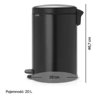 Brabantia Kosz na śmieci z pedałem NewIcon 20L czarny wyjmowany wkład izoluje zapachy
