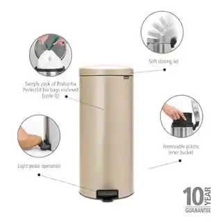 Brabantia Kosz na śmieci pedalowy NewIcon 30L metallic gold 304484
