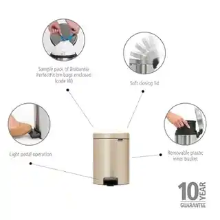 Brabantia kosz na śmieci pedalowy NewIcon 5 litrów metallic gold 304422
