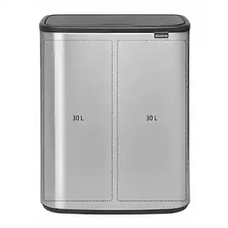 Brabantia Kosz na śmieci Touch Bin BO 2x30L stal matowy, dwukomorowy, do segregacji, system Soft Touch