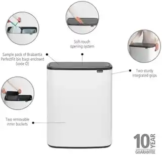 Brabantia Touch Bin kosz na śmieci 2x30 litrów biały model 221408