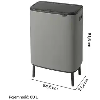 Brabantia Kosz na śmieci Touch Bin Hi Bo 2x30L mineral concrete grey 130663