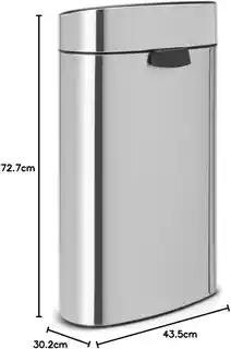Brabantia kosz na śmieci Touch Bin New 40L, matowa stal, model 114762