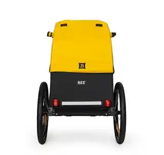 Burley Bee Single przyczepka rowerowa dla dzieci, żółta, lekka, składana, aluminiowa, z pasami bezpieczeństwa