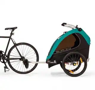 Burley przyczepka rowerowa dla dziecka Encore X turkusowa, aluminiowa, ładowność 45 kg, szybki montaż, wentylowane burty