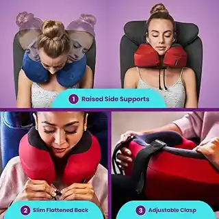 Cabeau Poduszka podróżna Evo S3 czerwono czarna, ergonomiczna, miękka, lekka, antypoślizgowa, dla podróżnych