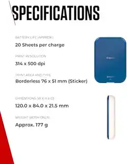 Canon Zoemini 2 5452C008 drukarka kieszonkowa błękitny+ 30P