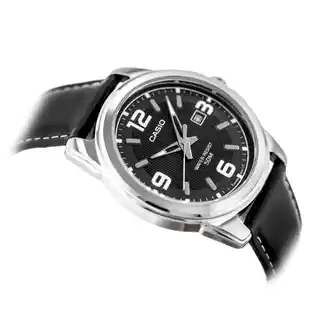 Casio Collection MTP-1314L-8A zegarek męski stalowy koperta kwadratowa pasek skórzany czarny 40 mm