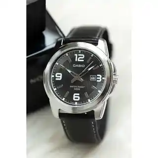 Casio Collection MTP-1314L-8A zegarek męski stalowy koperta kwadratowa pasek skórzany czarny 40 mm